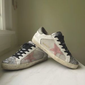 Golden Goose Super Star with mesh and glitter sz40